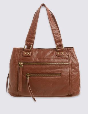 Zipped Three Section Tote Bag